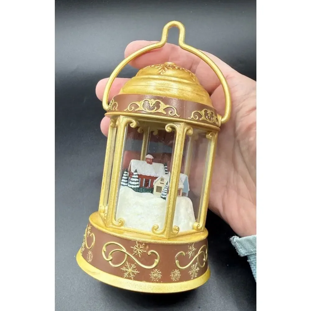 HALLMARK Santa's Magic Lantern Snowy Houses Magic Light Sound Ornament Lo16